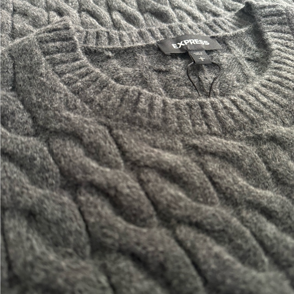 Express Charcoal Cable Knit Crewneck Sweater - Picture 4 of 4